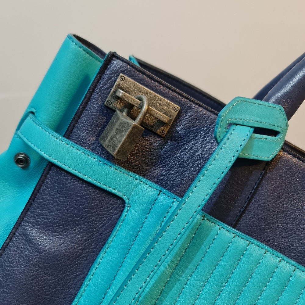 Authentic Zadig & Voltaire Blue/Green Leather Candide TOTE - Picture 8 of 12